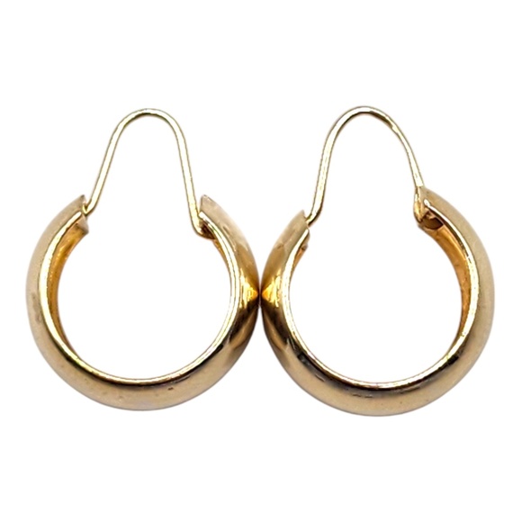 14 Karat Yellow Gold Wide Hoop Earrings #20448 - Picture 1 of 7